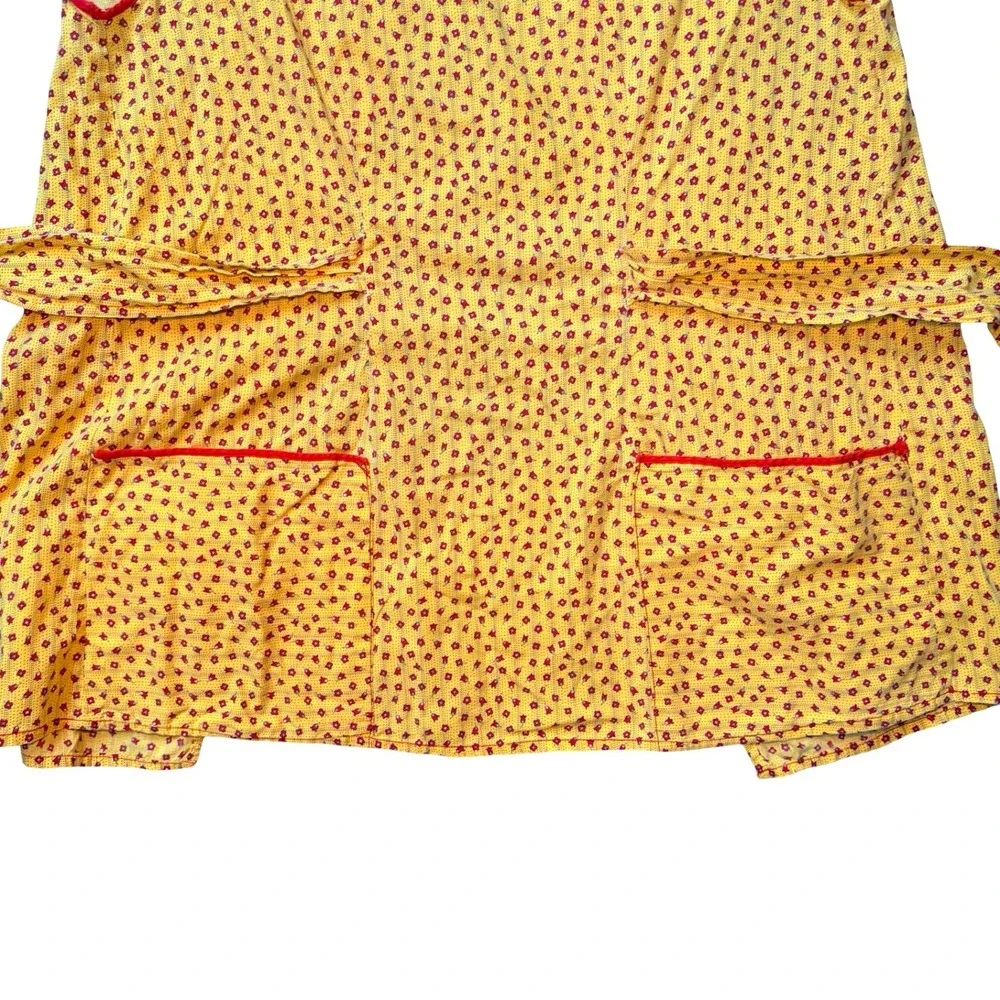 1940s Wrap Apron Vintage Hooverette Yellow & Red Floral WWII Era Retro Farmhouse